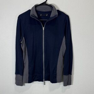 Icebreaker Navy Zip-Up jacket‎ Sweater with Gray Trim
